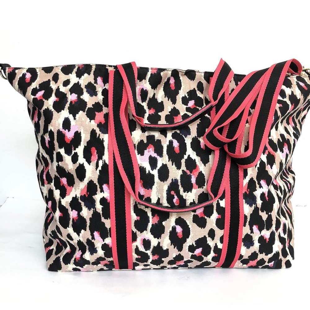 Victoria's Secret Leopard Print Tote Bag Weekender Overnighter - Picture 3 of 3